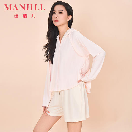 【商场同款】熳洁儿 夏日女士冰感防晒衣短款防晒防紫外线UPF50连帽大帽檐24223101 商品图0