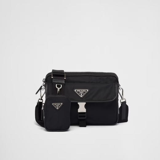 【一】PRADA 普拉达 男士Re-Nylon和Saffiano皮革子母单肩包 黑色 2VH133 2DMH F0002 XMP 商品图0