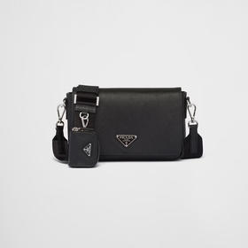 PRADA 普拉达 男士Saffiano皮革子母单肩包 黑色 2VD059 9Z2 F0002 OOO