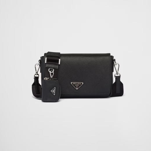 PRADA 普拉达 男士Saffiano皮革子母单肩包 黑色 2VD059 9Z2 F0002 OOO 商品图0