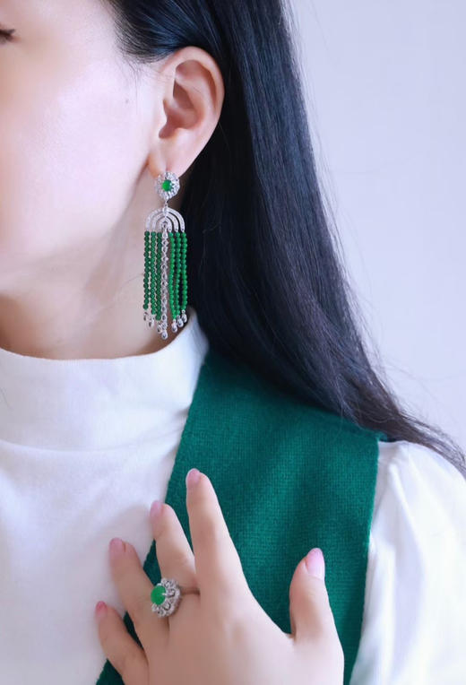 【风情万种】翡翠流苏耳坠-EZ12301008 商品图5
