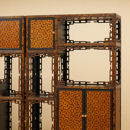 二十世纪 紫檀嵌湘妃竹博古柜（一对） 商品图1