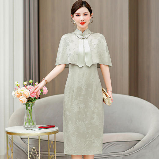 AHM-6815中国风复古改良旗袍裙夏季新款高级感气质优雅连衣裙披肩套装 商品图1