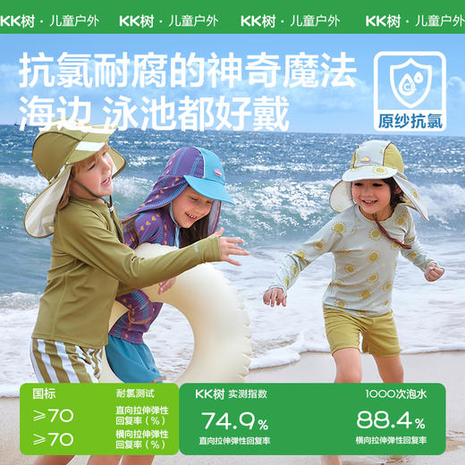 KK树儿童泳帽宝宝游泳原纱防晒遮阳帽男女孩户外大帽檐披风沙滩帽童话小护盾泳帽 商品图3