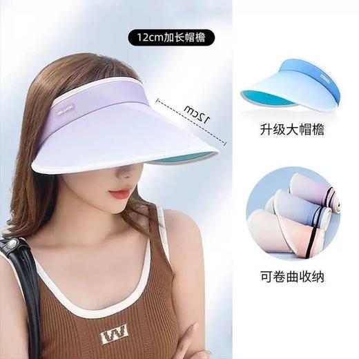 【外出旅行，加宽12cm大帽檐】夏日时尚必备！空顶遮阳，防晒护肤。女孩们的沙滩party必备：可折叠调节渐变空顶防晒帽。升级版加宽帽檐SPF50+，显瘦小脸渐变色设计，让你美丽绝伦！ 商品图1