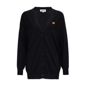 KENZO 高田贤三 女士小虎头徽标贴花棉质长袖针织衫 黑色 FB52 CA581 3TB 99