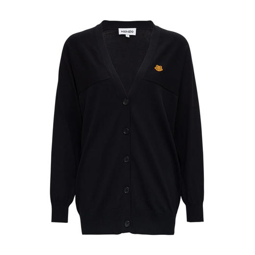 KENZO 高田贤三 女士小虎头徽标贴花棉质长袖针织衫 黑色 FB52 CA581 3TB 99 商品图0