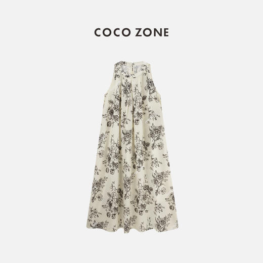 COCO ZONE“海伦娜”夏季复古印花背心连衣裙时尚气质A字裙CC1B0849 商品图0
