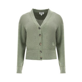 KENZO 高田贤三 女士小虎头徽标贴花混纺羊毛长袖针织衫 绿色 FB52 CA554 3AB 49