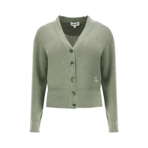 KENZO 高田贤三 女士小虎头徽标贴花混纺羊毛长袖针织衫 绿色 FB52 CA554 3AB 49 商品图0