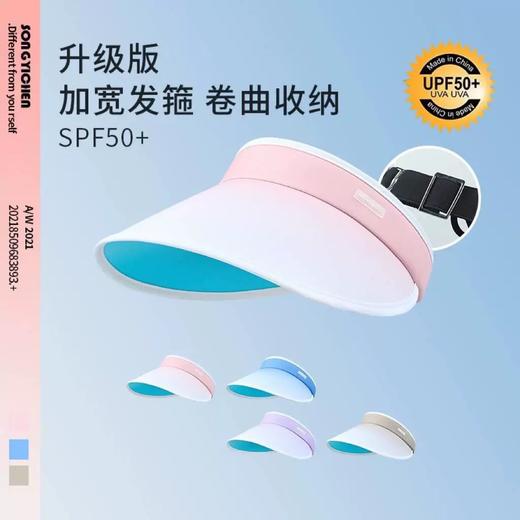 【外出旅行，加宽12cm大帽檐】夏日时尚必备！空顶遮阳，防晒护肤。女孩们的沙滩party必备：可折叠调节渐变空顶防晒帽。升级版加宽帽檐SPF50+，显瘦小脸渐变色设计，让你美丽绝伦！ 商品图3