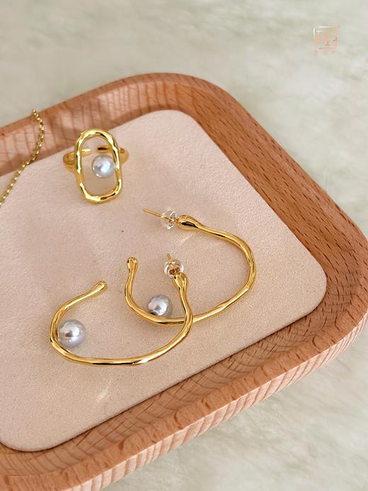 海水珍珠真多麻金属设计款项链~耳饰~戒指 商品图5