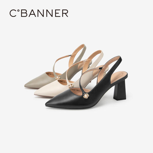 【静音系列】千百度尖头高跟凉鞋夏季羊皮后空时装凉鞋A24257796 商品图0