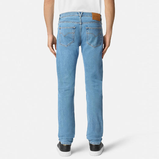 VERSACE 范思哲 男士字母徽标棉质修身牛仔裤 蓝色 1011693 1A09961 1D360 商品图2