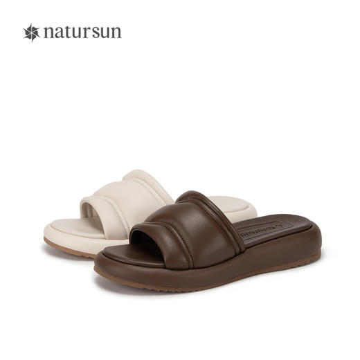 natursun凉拖鞋女款时尚踩屎感休闲风沙滩一字拖鞋女外穿N24304302 商品图4