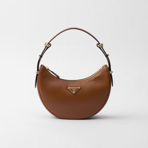 PRADA 普拉达 女士 Arqué 皮革珐琅三角形金属徽标单肩包 棕色 1BC194 ASK F0XUG OOO 商品图0