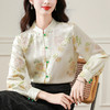 HT-1896实拍新中式国风女装上衣早春新款小立领仿真丝衬衫 商品缩略图0