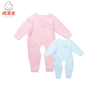 棉果果夏季男童女童内衣偏襟开裆连体衣连身衣哈衣M201721218225