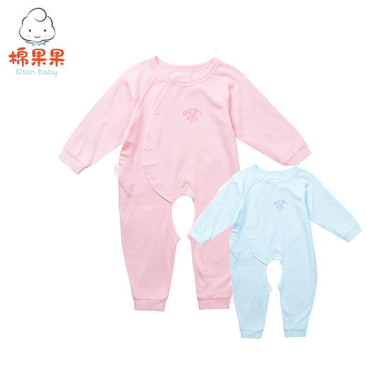 棉果果夏季男童女童内衣偏襟开裆连体衣连身衣哈衣M201721218225 商品图0