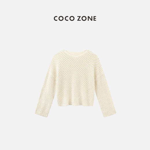 COCO ZONE2024时尚镂空设计毛针织衫早春百搭套头毛衣CC1A0463 商品图0
