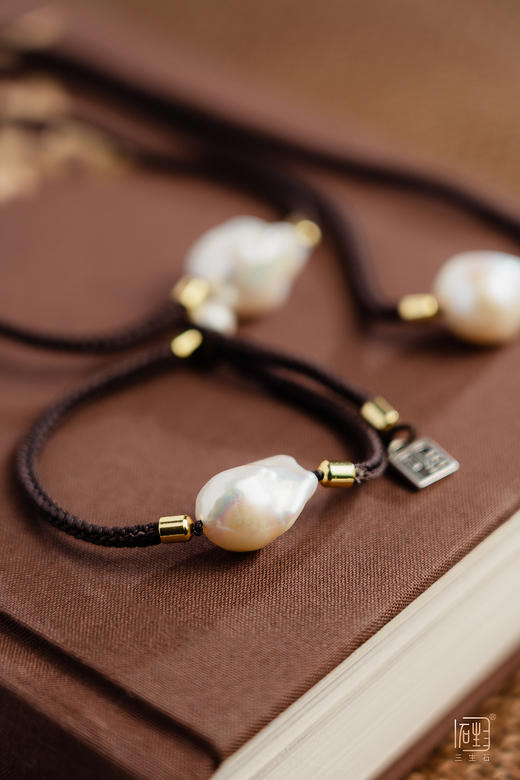 天然巴洛克珍珠咖啡绳项链+手链 商品图1