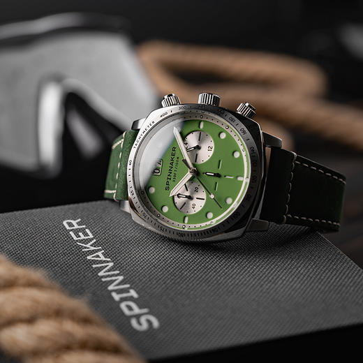 新款SPINNAKER三角帆三明治熊猫盘复古计时石英手表夜光防水5068 商品图3