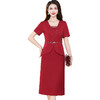 QYM8932假两件中长款洋气红色礼服裙夏款通勤优雅显瘦修身时尚连衣裙 商品缩略图4