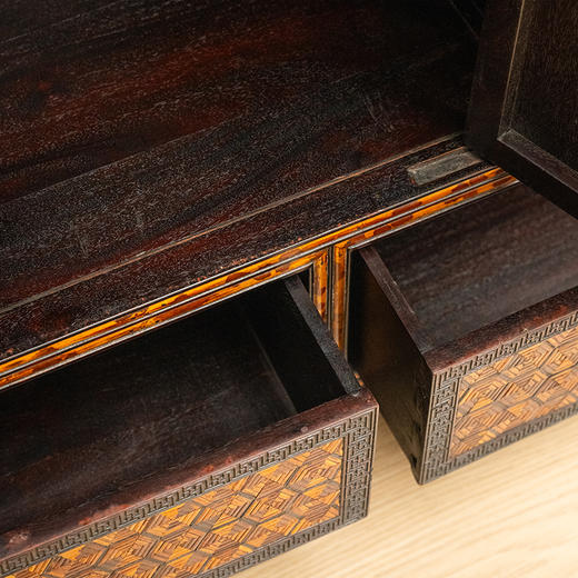 二十世纪 紫檀嵌湘妃竹博古柜（一对） 商品图2