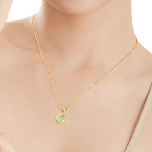 Fanci范琦×宫主如意项链和田玉s925银锁骨链女银玉石国风轻奢小众饰品礼物 生日礼物送妈妈送女友 商品图4