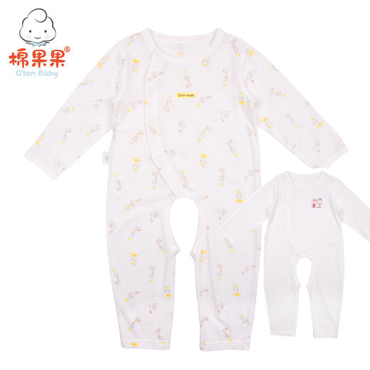 棉果果夏季男童女童内衣偏襟开裆连体衣M201721419226 商品图0