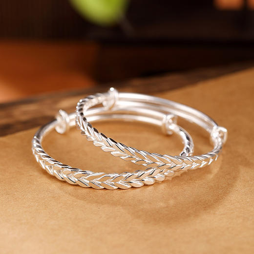 S999足银复古推拉麦穗手镯，光面实心穗穗平安手环CW 商品图0