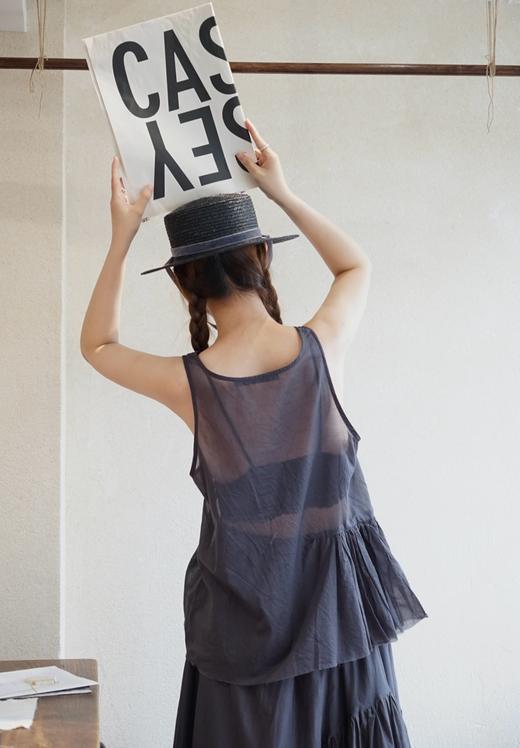 elsa esturgie 不对称褶边吊带无袖背心 商品图5