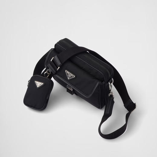 【一】PRADA 普拉达 男士Re-Nylon和Saffiano皮革子母单肩包 黑色 2VH133 2DMH F0002 XMP 商品图1