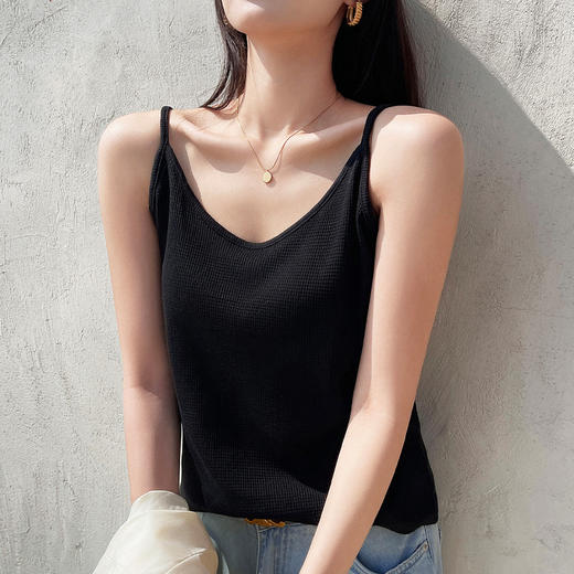 【华夫格美背吊带背心女 新款夏西装内搭打底衫】宽松无袖 外穿内搭上衣 商品图8