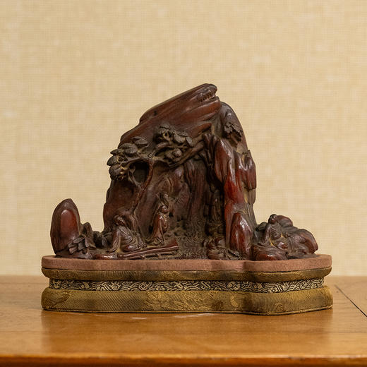 清 沉香木雕山水人物山子摆件 商品图0