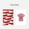 COCO ZONE 时尚星星绣花条纹短袖T恤圆领简约休闲上衣CC2B0599 商品缩略图2
