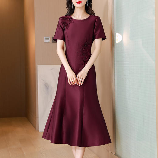 AHM-6831喜婆婆婚宴装旗袍礼服裙夏季新款妈妈装气质优雅红色连衣裙 商品图2
