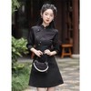 AHM-9843新中式黑色旗袍裙夏季新款小个子年轻款复古改良古风连衣裙 商品缩略图1