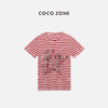 COCO ZONE 时尚星星绣花条纹短袖T恤圆领简约休闲上衣CC2B0599 商品缩略图0