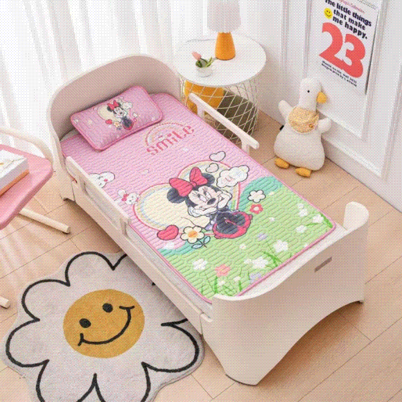 【凉席选的好，宝宝睡的更香！】卡通凉感冰丝乳胶凉席夏凉被，幼儿园午睡可折叠可机洗儿童空调软席，既是床单也是凉席-lm！