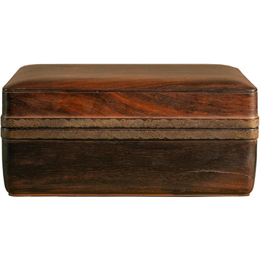 二十世纪 紫檀嵌银丝卷草纹盖盒 商品图5