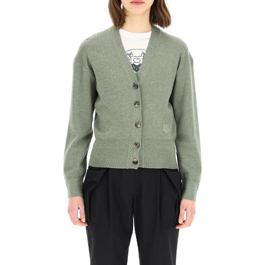 KENZO 高田贤三 女士小虎头徽标贴花混纺羊毛长袖针织衫 绿色 FB52 CA554 3AB 49 商品图1