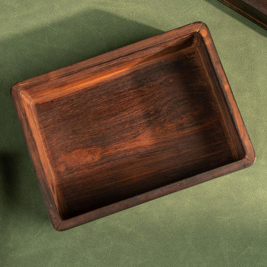 二十世纪 紫檀嵌银丝卷草纹盖盒 商品图3