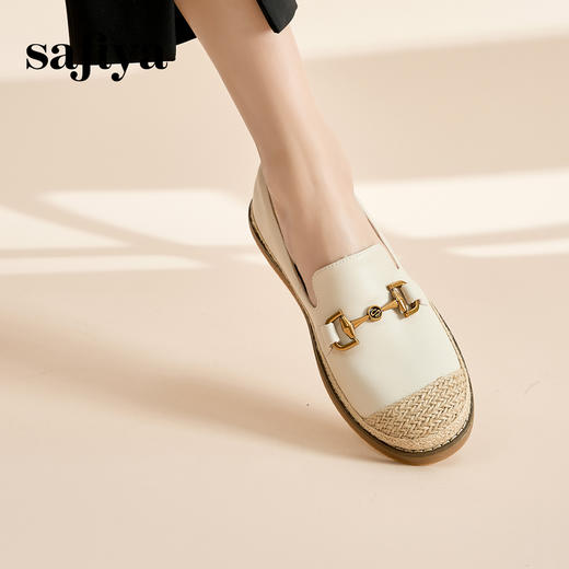 Safiya/索菲娅 2023秋新款外穿一脚蹬休闲编织平底渔夫鞋 SF33112423 商品图0
