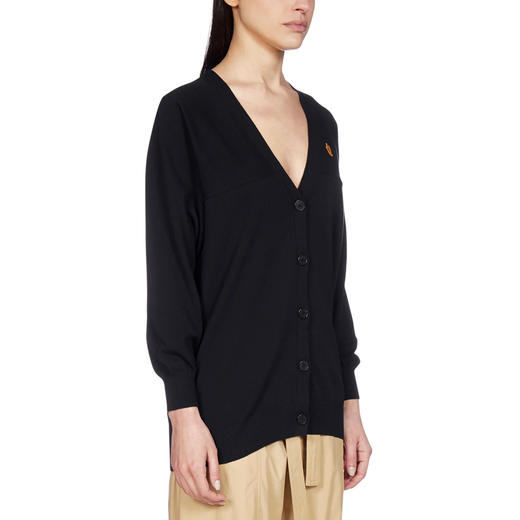 KENZO 高田贤三 女士小虎头徽标贴花棉质长袖针织衫 黑色 FB52 CA581 3TB 99 商品图2