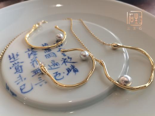 海水珍珠真多麻金属设计款项链~耳饰~戒指 商品图3