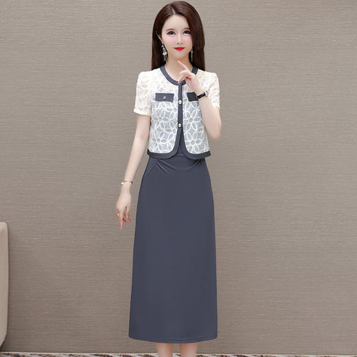QYM-MYA465夏款长款简约修身时尚内搭背心裙短款洋气轻薄短袖外披两件套 商品图0
