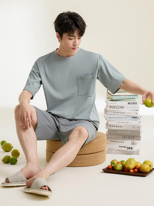 康妮雅男式短袖短裤套头套装 商品图5