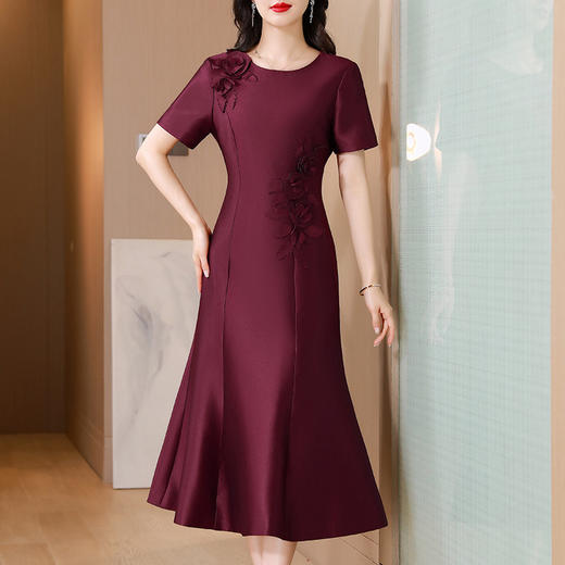 AHM-6831喜婆婆婚宴装旗袍礼服裙夏季新款妈妈装气质优雅红色连衣裙 商品图1