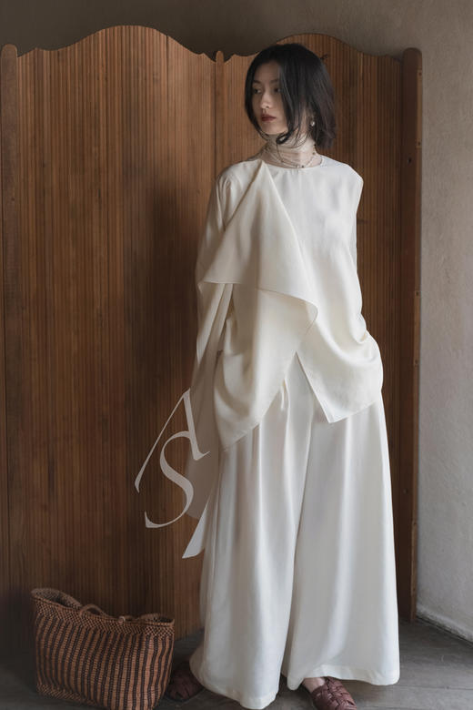 Cortana  象牙白CLAIRE真丝阔腿裤 商品图2